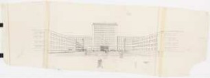 Wettbewerb Land-, Amts- und Arbeitsgericht, Berlin-Tiergarten: Perspektivische Ansicht Vorderfassade