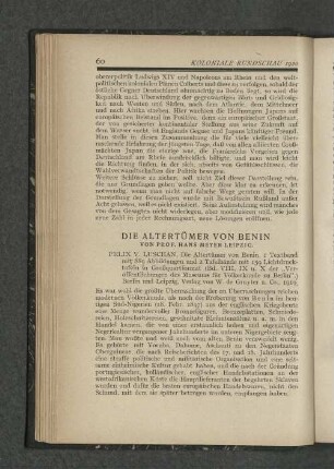 Die Altertümer von Benin