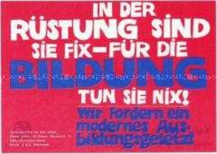 Handzettel der SDAJ mit der Forderung nach einem neuen Ausbildungsgesetz