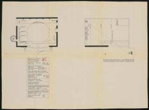 Komische Oper (auch: Künstlertheater, Staatstheater Lustspielhaus), Berlin: Bühnengrundriss und Bühnenlängschnitt 1:100