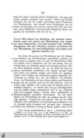 Wie Hanns von Rechberg … Dessglichen wie herr Wörnher freiherr zu Zimbern die von Werdenberg … behalten etc.