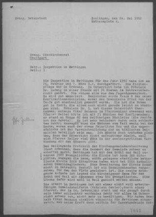 Esslingen-Mettingen mit Brühl und Weil: Inspektionsbericht 1952