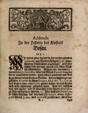 Svpplementa und Anhang Zu der Historie des ehemaligen Benedictiner-Klosters Bosau bey Zeitz