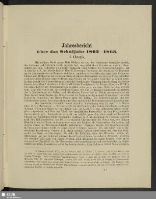 Jahresbericht über das Schuljahr 1862-1863