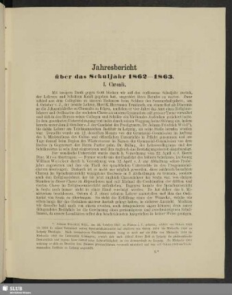 Jahresbericht über das Schuljahr 1862-1863