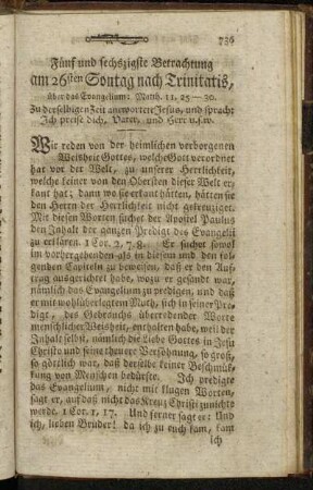 Fünf und sechszigste Betrachtung am 26sten Sontag nach Trinitatis, [...]