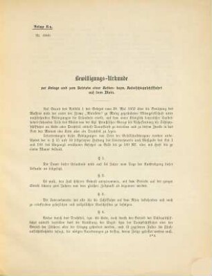 Petition des Aufsichtsrates und der Direction der Aktiengesellschaft "Mainkette" in Mainz betreffend die Kettenschleppschifffahrt auf dem Main ... Gesetzentwurf vom 28. September 1893 ... : An die hohe Kammer der Reichsräte des Königreichs Bayern. (Mit 3 Anlagen.)