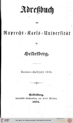 Sommersemester 1851
