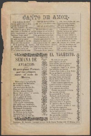Canto de amor : de la Zarzuela ; en un acto titulada "En la hacienda"
