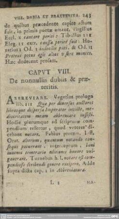 Caput VIII. De nonnullis dubiis & praeteritis