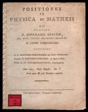 Positiones Ex Physica Et Mathesi
