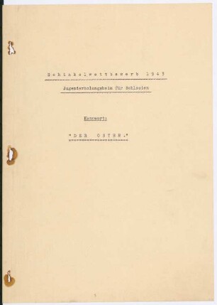 Jugenderholungsheim für Schlesien Schinkelwettbewerb 1943: Erläuterungsbericht