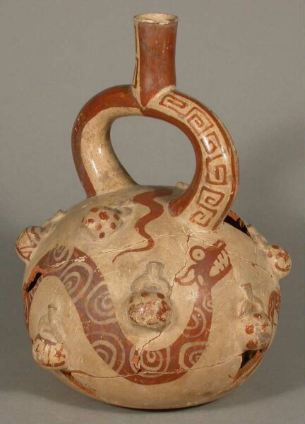 Clay vessel with stirrup spout