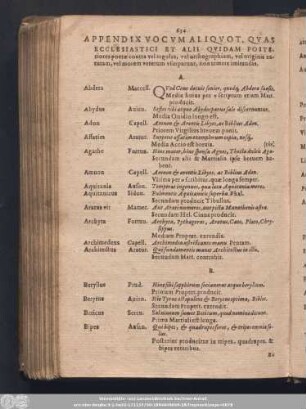 Appendix Vocum Aliquot, Quas Ecclesiastici Et Alii Quidam Posteriores poetae contra vel regulas, vel orthographiam, vel originis naturam, vel morem veterum usurparunt, non temere imitandas.