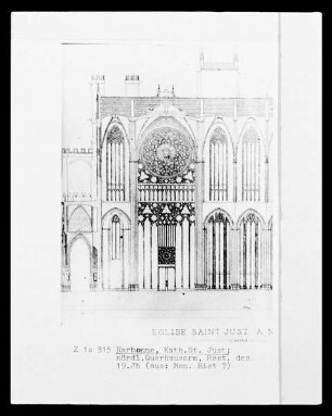 Die Kathedrale Saint-Just-et-Saint-Pasteur in Narbonne: Aufriss des nördlichen Querhausarmes