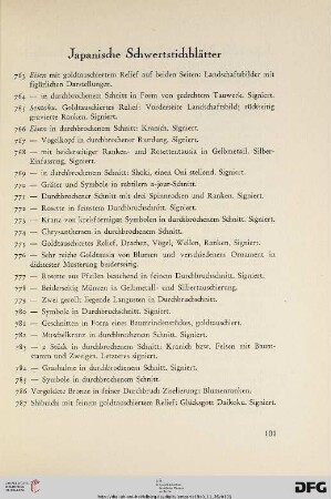 Japanische Schwertstichblätter (Nr. 763-787)