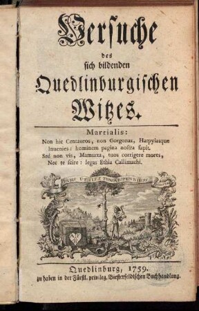 Versuche des sich bildenden Quedlinburgischen Witzes