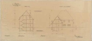 Gsaenger, Gustav; München - Solln; Ev. Apostel Kirche, Pfarrhaus und Jugendheim - Schnitte