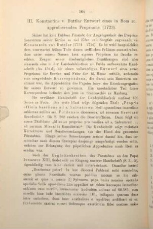 III. Konstantins v. Buttlar Entwurf eines in Rom zu approbierenden Propriums (1723).
