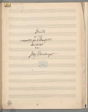Suite op. 149 - BSB Mus.ms. 4619#Beibd.1 : 4 hd. Arrangement für Klavier vom Komponisten