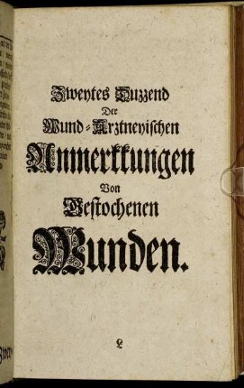 Zweytes Duzzend Der Wund-Arztneyischen Anmerkkungen Von Gestochenen Wunden.