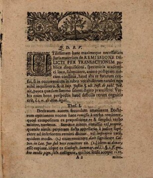 Dissertatio Juridica De Remissione Delicti Per Transactionem : occasione Leg. 18. Cod. de transact.