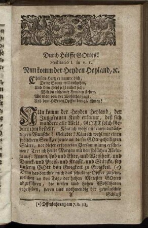Durch Hülffe Gottes! Meditatio I.