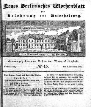 No. 45, Sonnabend, den 4. November 1831.