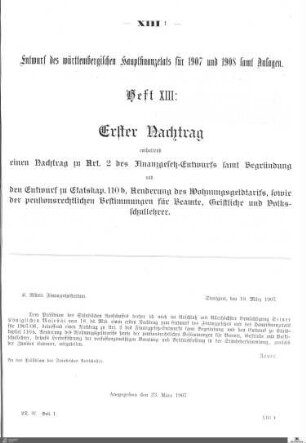Hauptfinanzetat 1907-1908, Heft 13