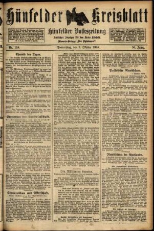 Ausgabe vom Donnerstag, den 02. Oktober 1924.
