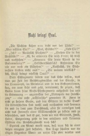 Wahl bringt Qual