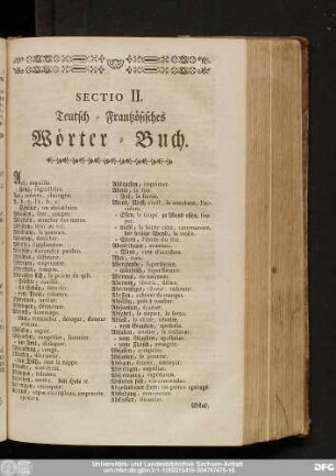 Sectio II. Teutsch-Frantzösisches Wörter-Buch.