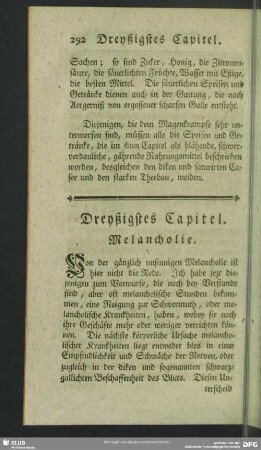 Dreyßigstes Capitel. Melancholie