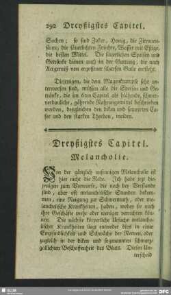 Dreyßigstes Capitel. Melancholie
