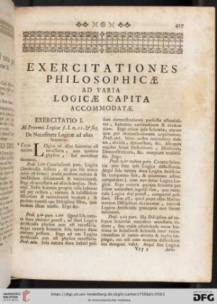 Exercitationes philosophicæ ad varia logicæ capita accommodatæ