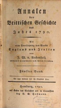 Annalen der brittischen Geschichte : des Jahrs .... 5. 1790 (1791)