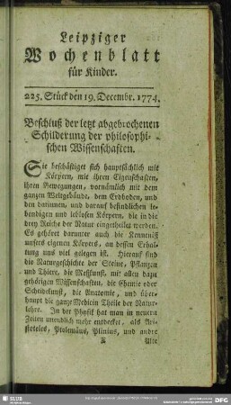 225. Stück den 19. Decembr. 1774