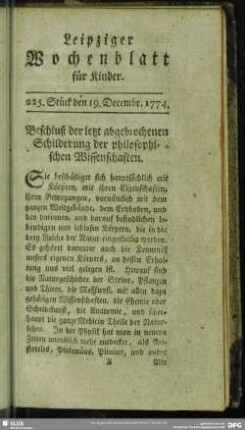 225. Stück den 19. Decembr. 1774