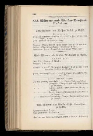 XXI. Witwen= und Waisen=Pensions=Anstalten.