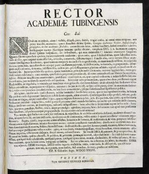 Rector Academiae Tubingensis Civ. Sal.