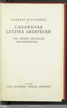 Casanovas letztes Abenteuer und andere erotische Begebenheiten