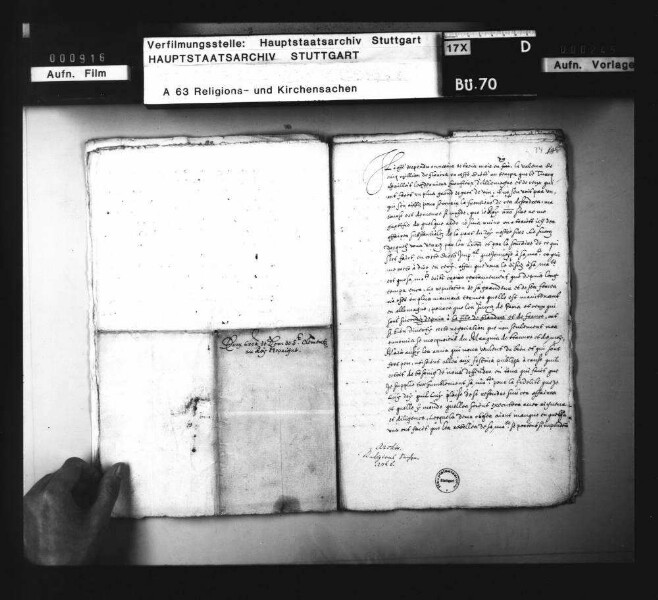 Schreiben Markgraf Georg Friedrichs von Brandenburg wegen einiger aufgefangener Schreiben, aus denen die Absichten der Katholiken zur Bekriegung der Evangelischen zu ersehen.