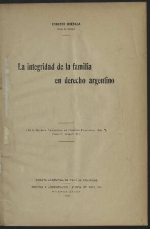 La integridad de la familia en derecho argentino