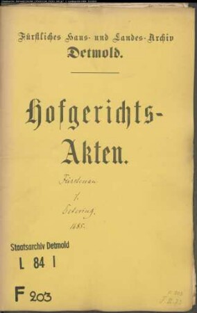 Fürstenau, Christoph zu Herford gegen Bernd Detering zu Westervinnen - Schuldforderung