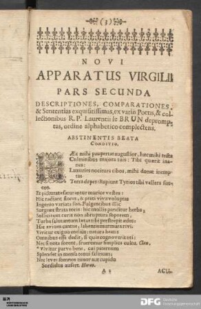 Novi Apparatus Virgilii Pars Secunda Descriptiones, Comparationes, & Sententias exquisitissimas...