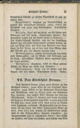 VI. Das Kirchspiel Hemme.
