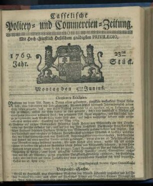 23tes Stueck, Montag den 5ten Junius 1769