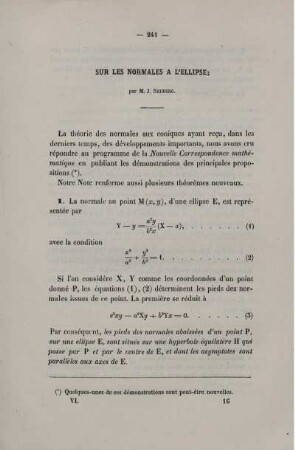 Sur les normales a l´ellipse.