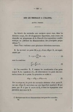Sur les normales a l´ellipse.