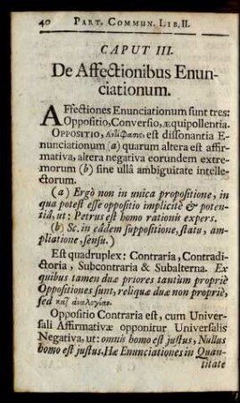 Caput III. De Affectionibus Enunciationum.